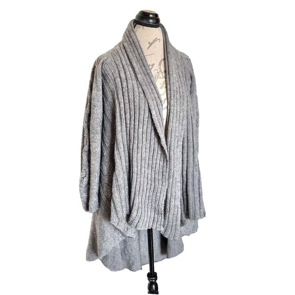 Kenar Womens Sz Medium Cardigan Sweater Open Front Gray High Low Alpaca Cozy - Picture 14 of 14